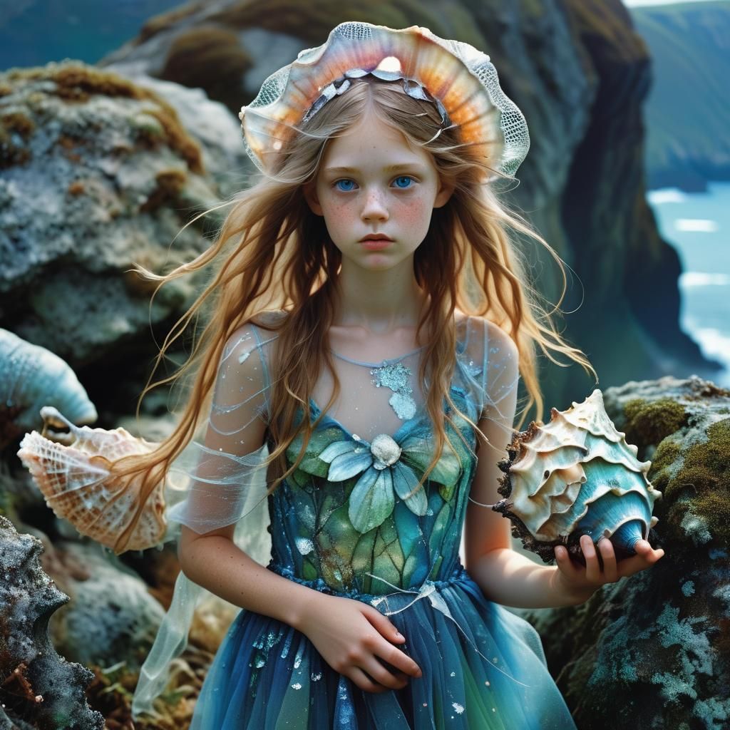 Postmodern Vogue Model with Translucent Conch Shell