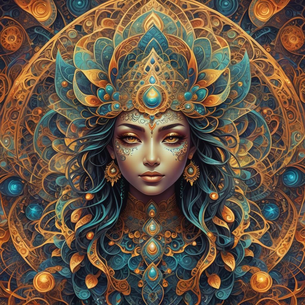 Goddess Kali in Abstract Fractal Design