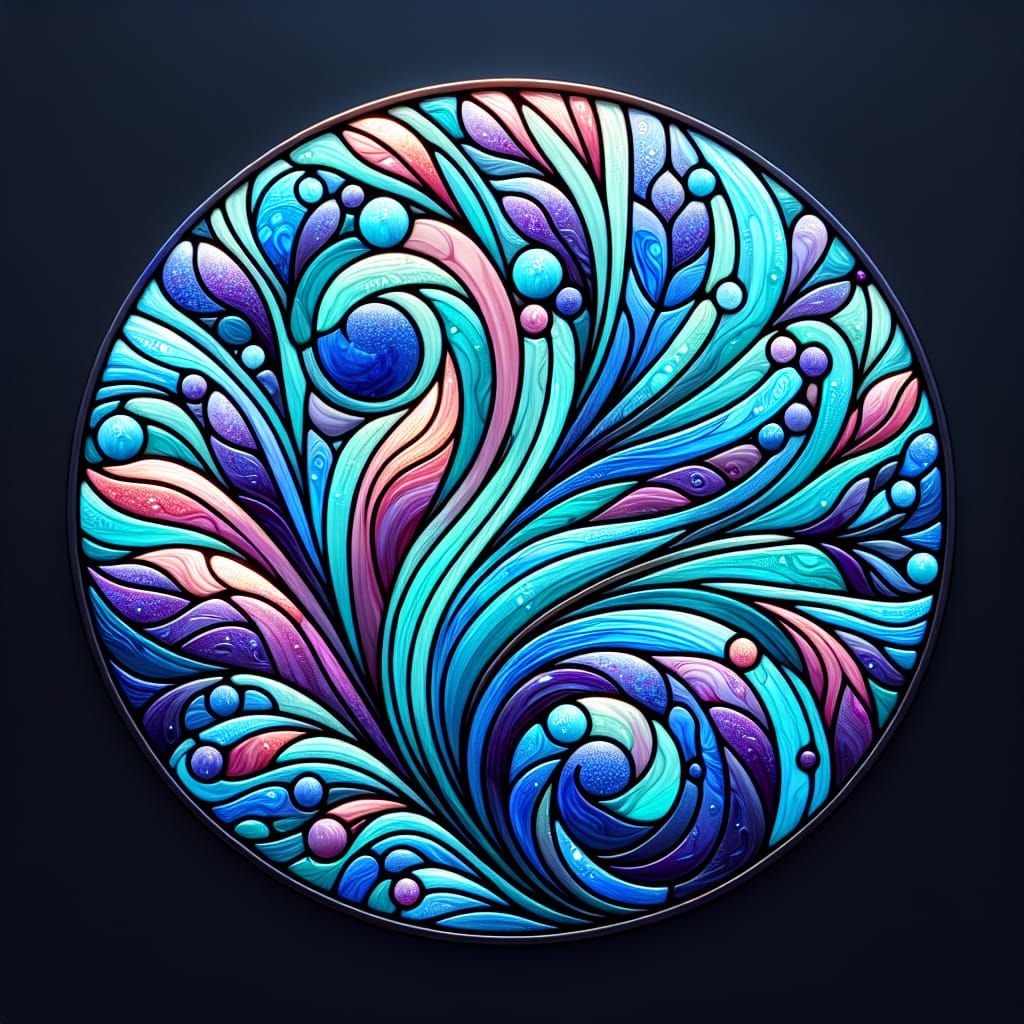 Vibrant Stained Glass Roundel Abstract Design