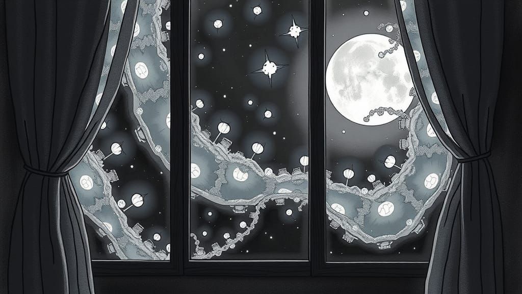 Infinite Luminal Moonlight Night: Hand-Drawn Illustration