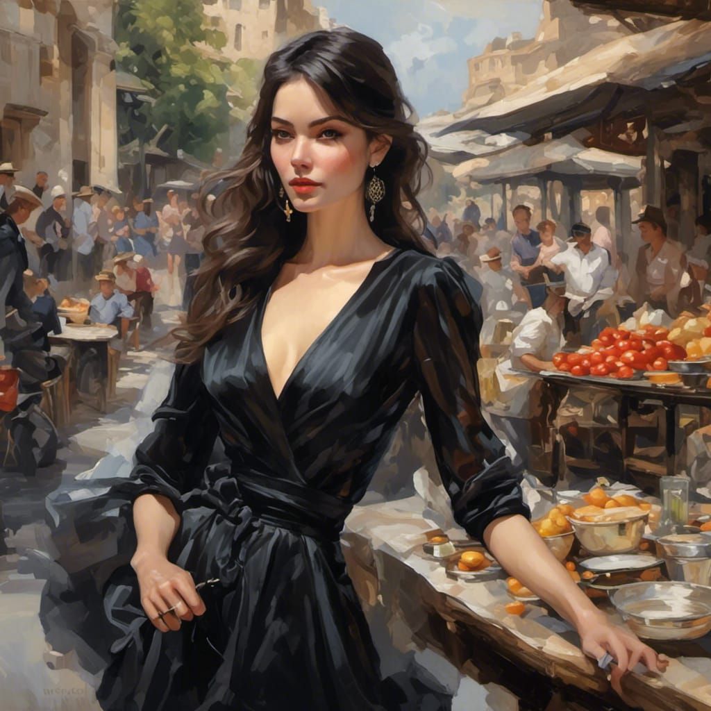 Woman with Black Hair on Miami Beach