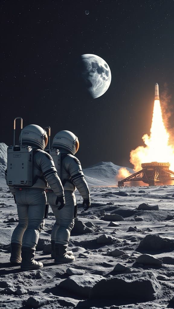 Lunar Lander Blasts Off in Photorealistic 3D