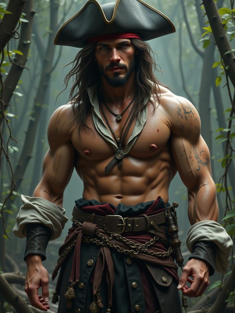 Young Pirate Endures Treacherous Path in Dark Fantasy Art