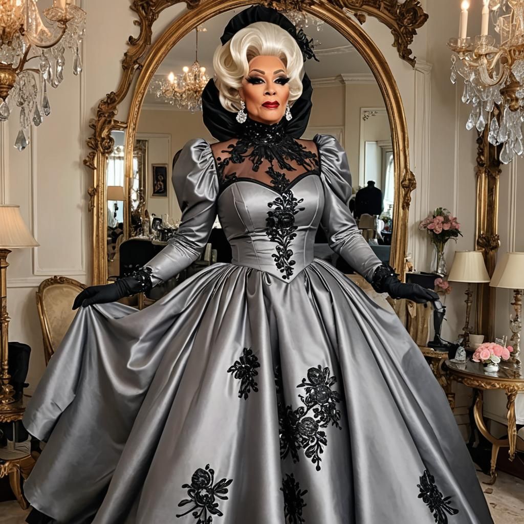Extravagant Drag Queen in Satin Wonderland