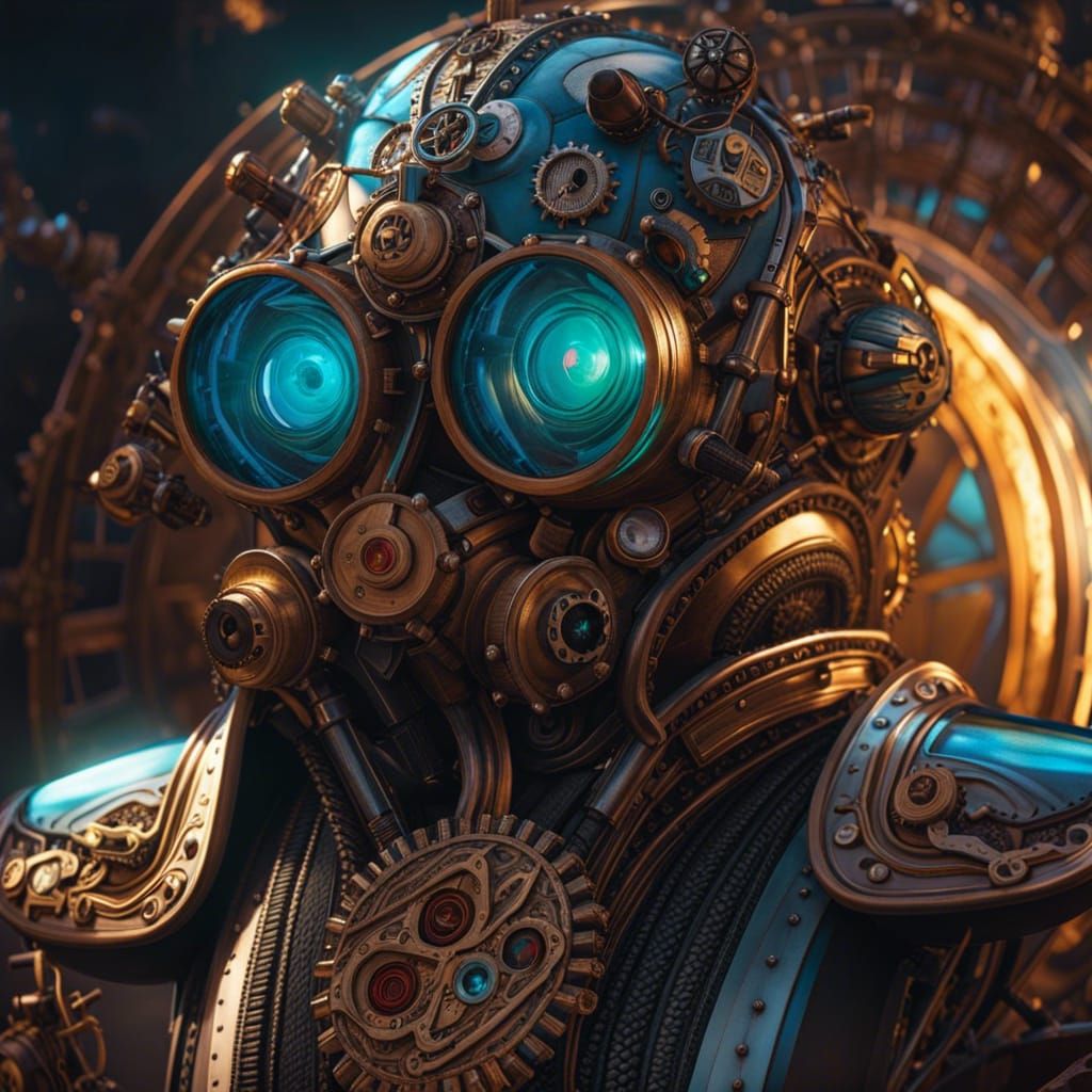 Steampunk Aeromoton with Diamond Parts and Nebula