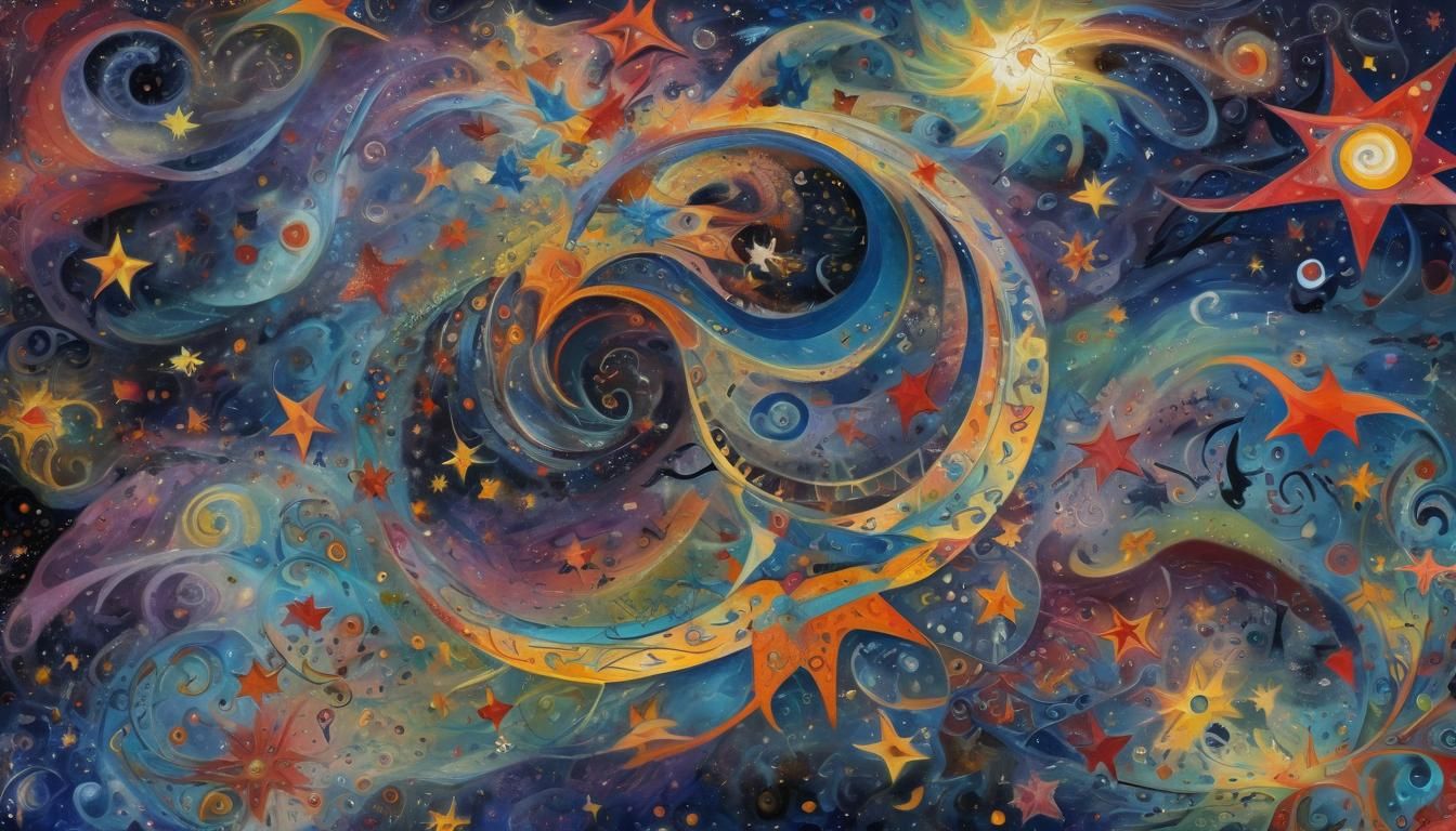 Psychedelic Stars in Luminous Vortex: Abstract Expressionism