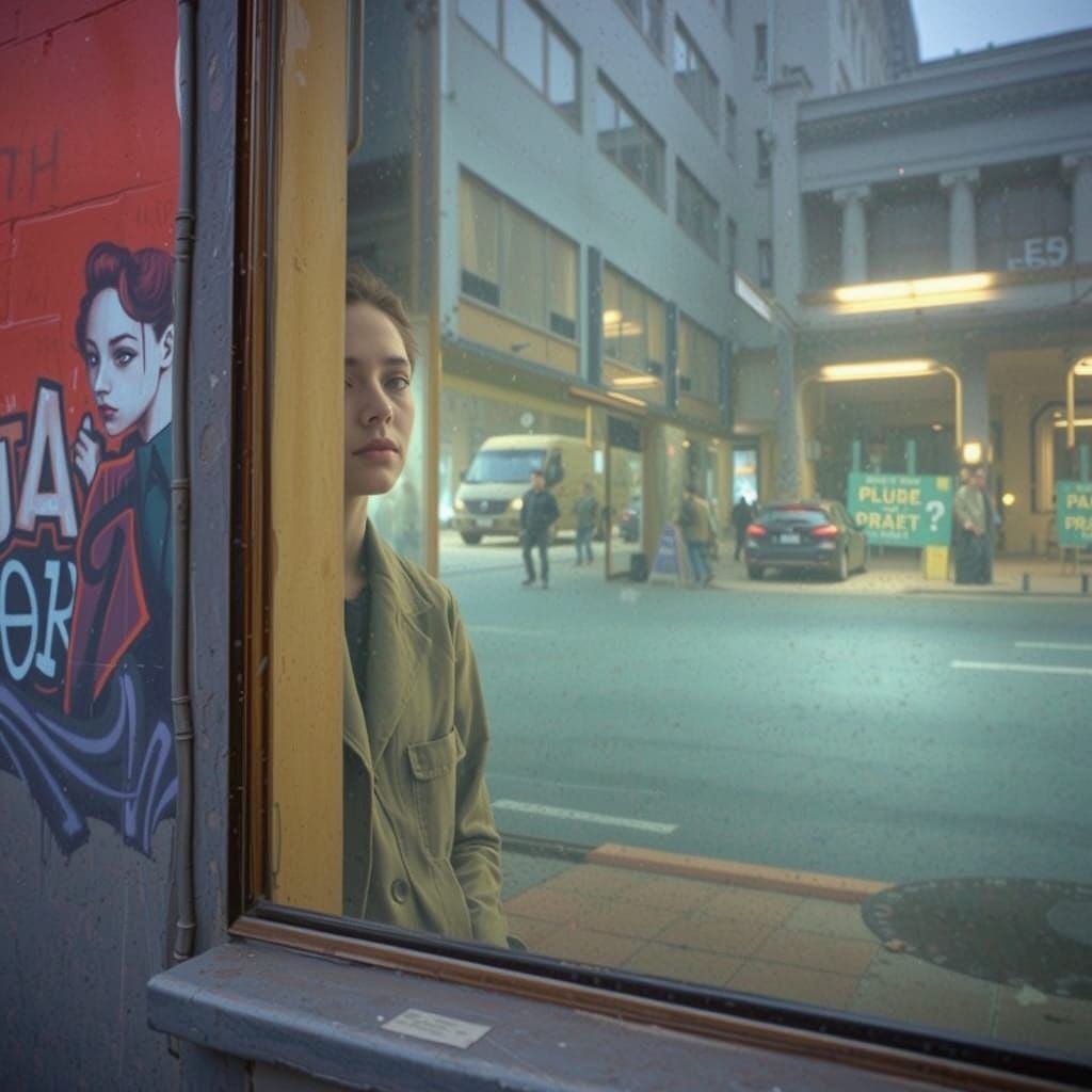 City Reflection Through Window: Pinhole Camera Portrait