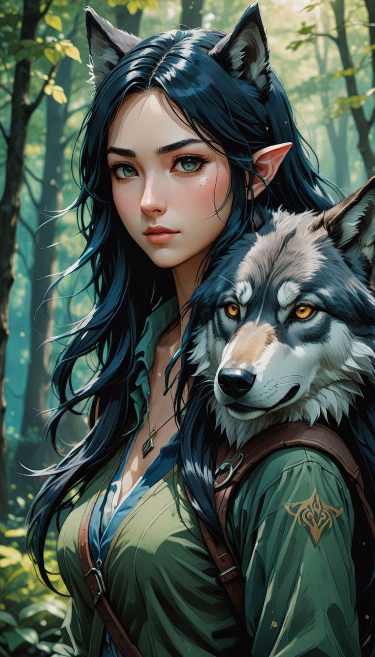 Elegant Elf Ranger in Casual Chic, Anime-Style