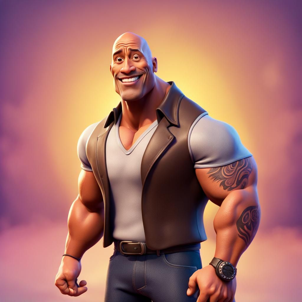 Dwayne Johnson as Pixar-Style 3D Cartoon