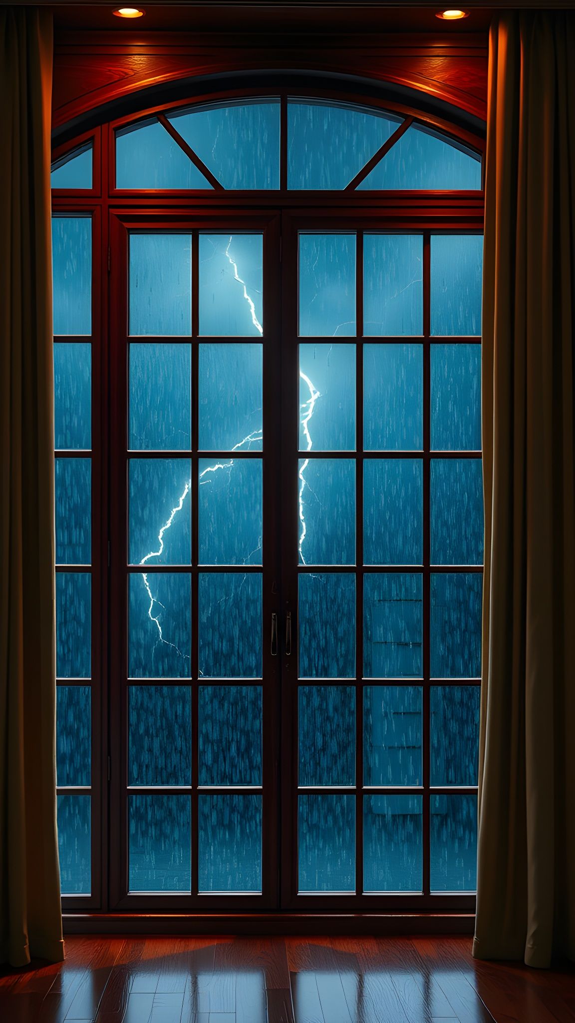 Rainy Night Window in Detailed Matte Painting Style