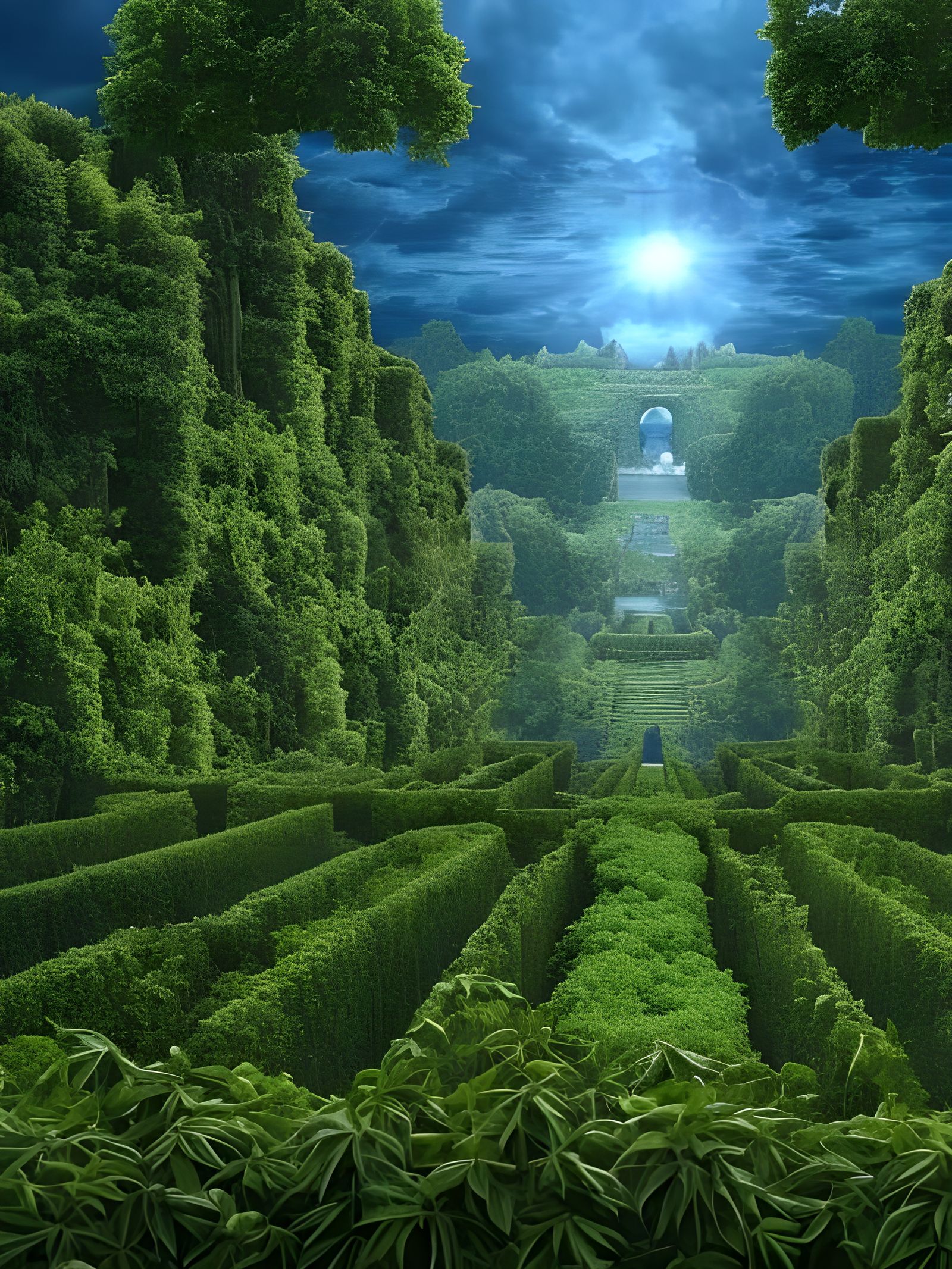 Detailed 3D Maze in Dark Fantasy Wonderland