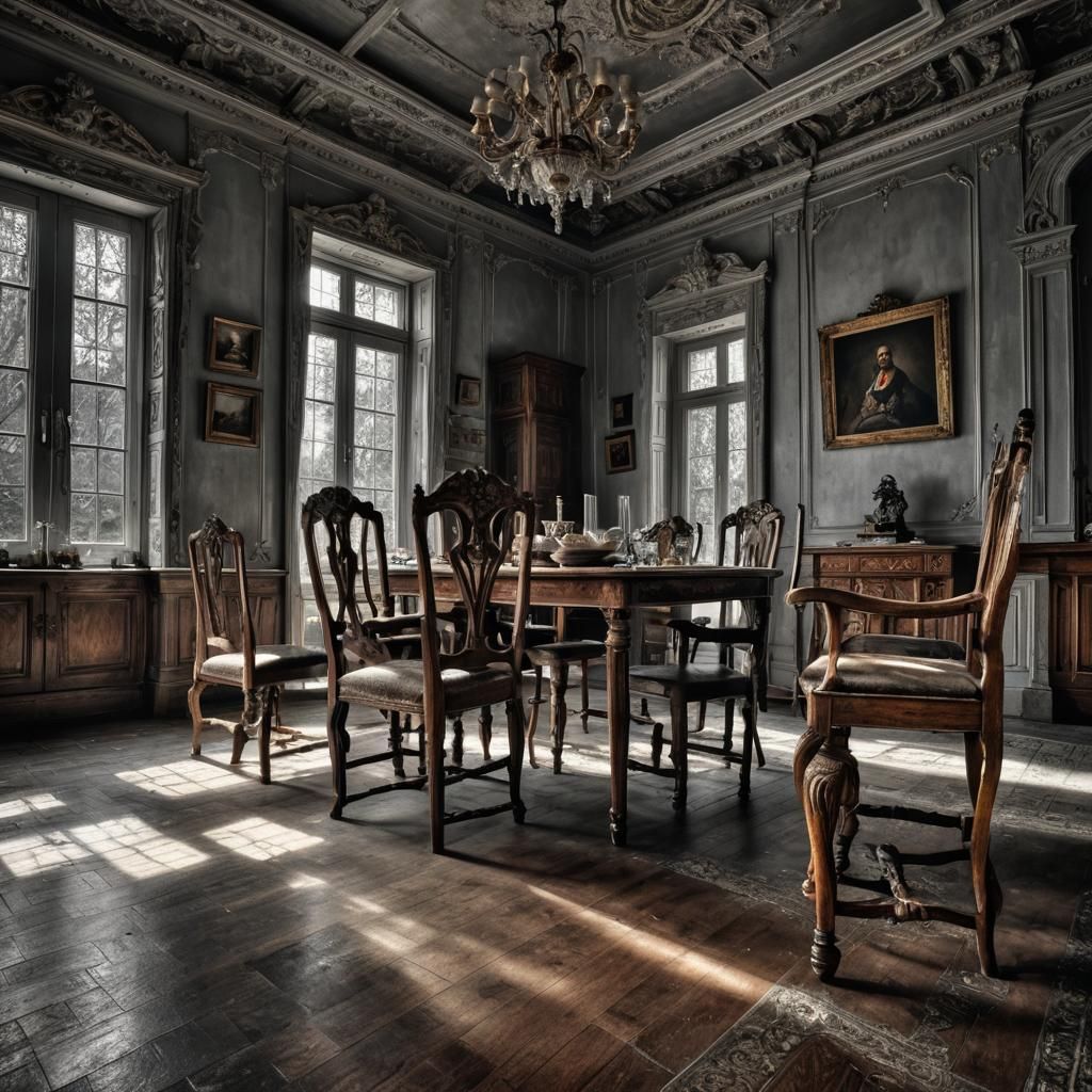 Empty Chair: Hyperrealistic Atmospheric Still Life