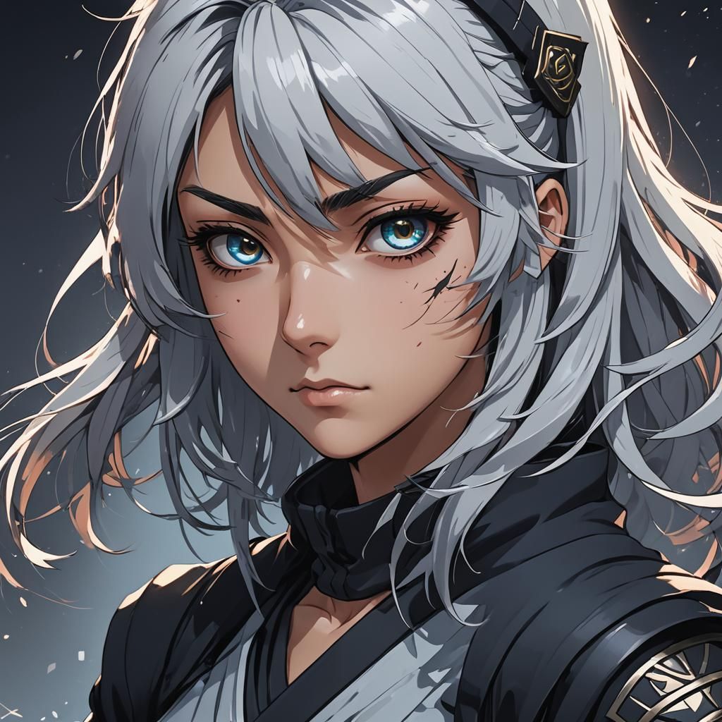 Anime Ninja Beauty with White Eyes
