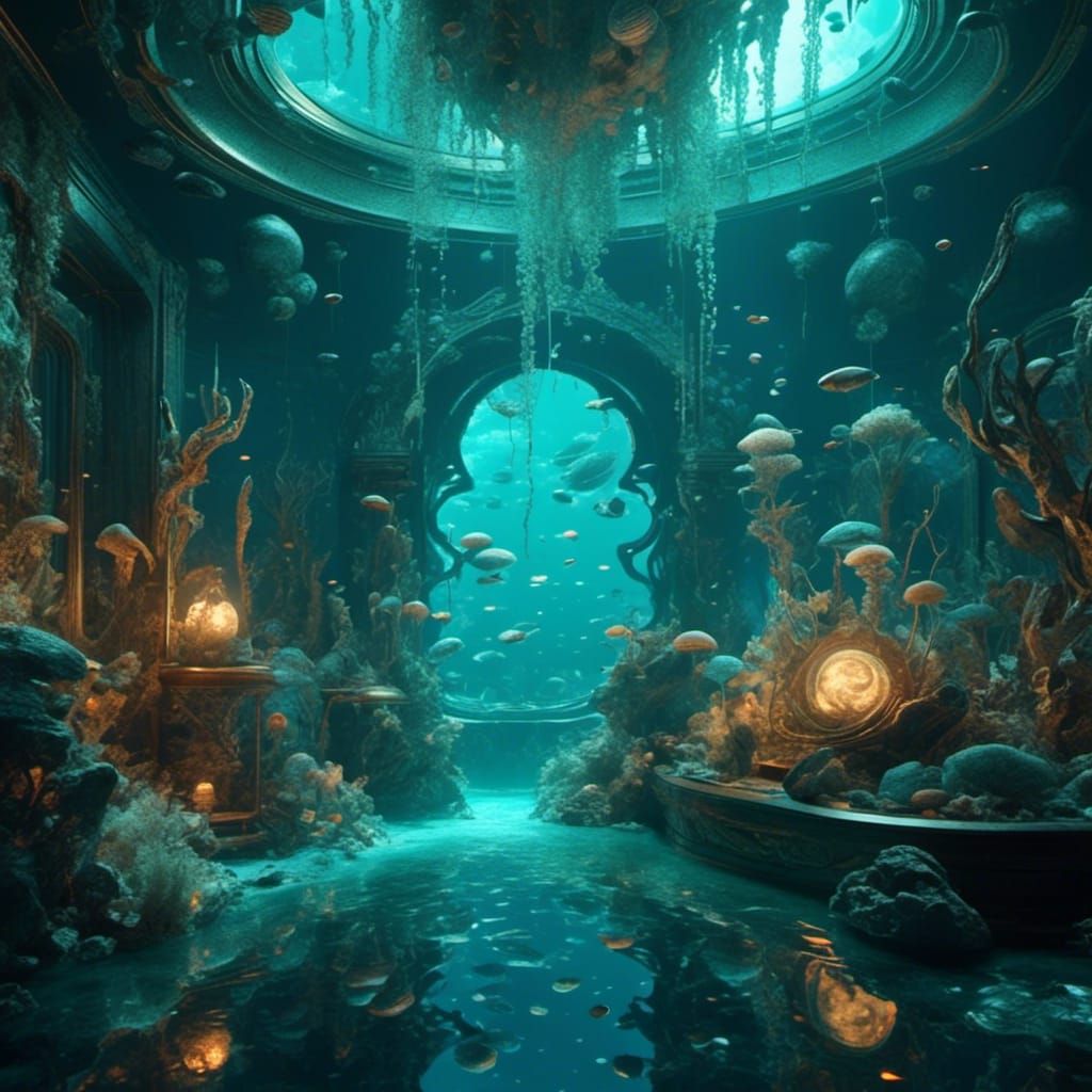 Fantastical Underwater Room: Detailed Matte Painting