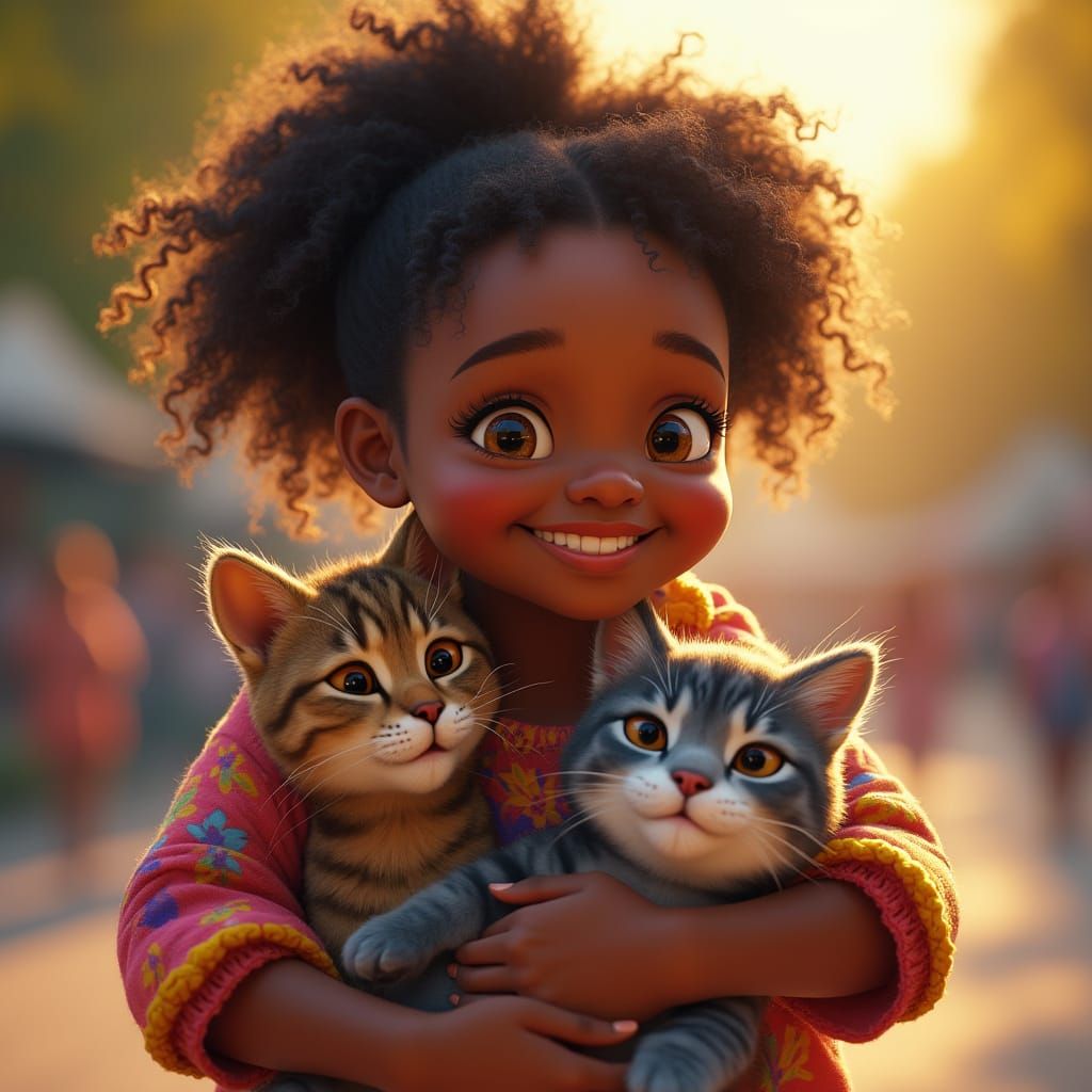 Joyful Black Teen Girl Saves the Day with Her Feline Friends...
