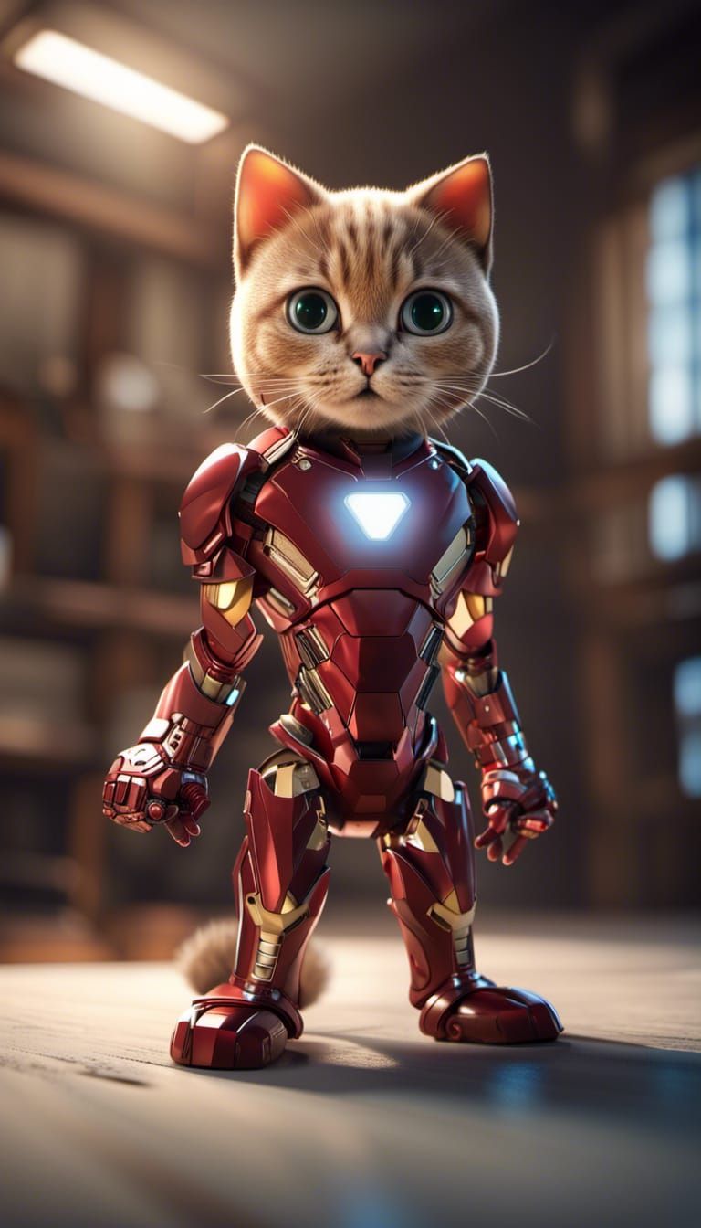 Cat in Iron Man Suit