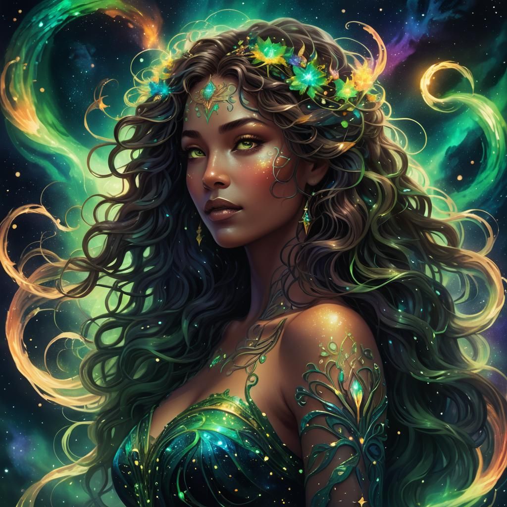 Cosmic Goddess in Fantasy Concept Art Style