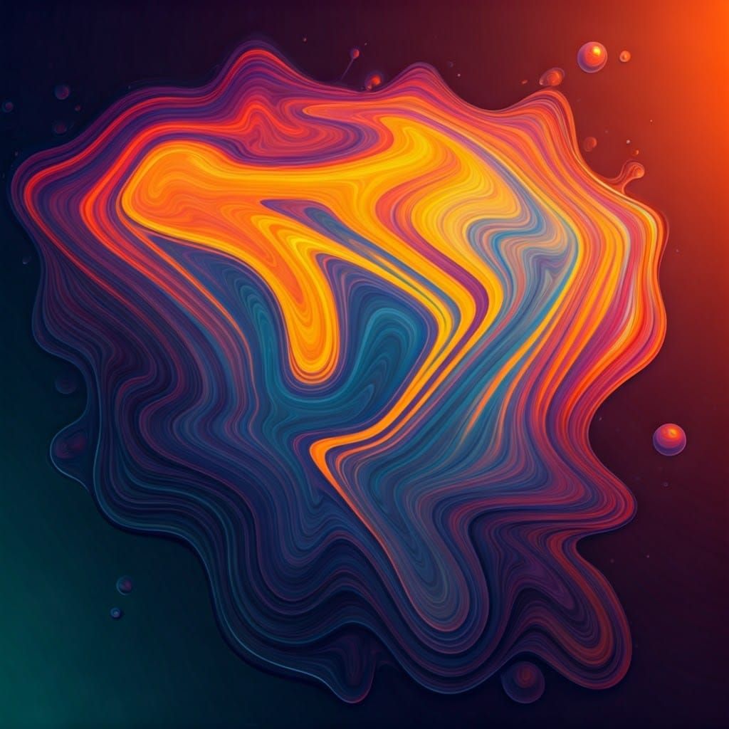 Vibrant Fluid Holographic Acrylic Painting