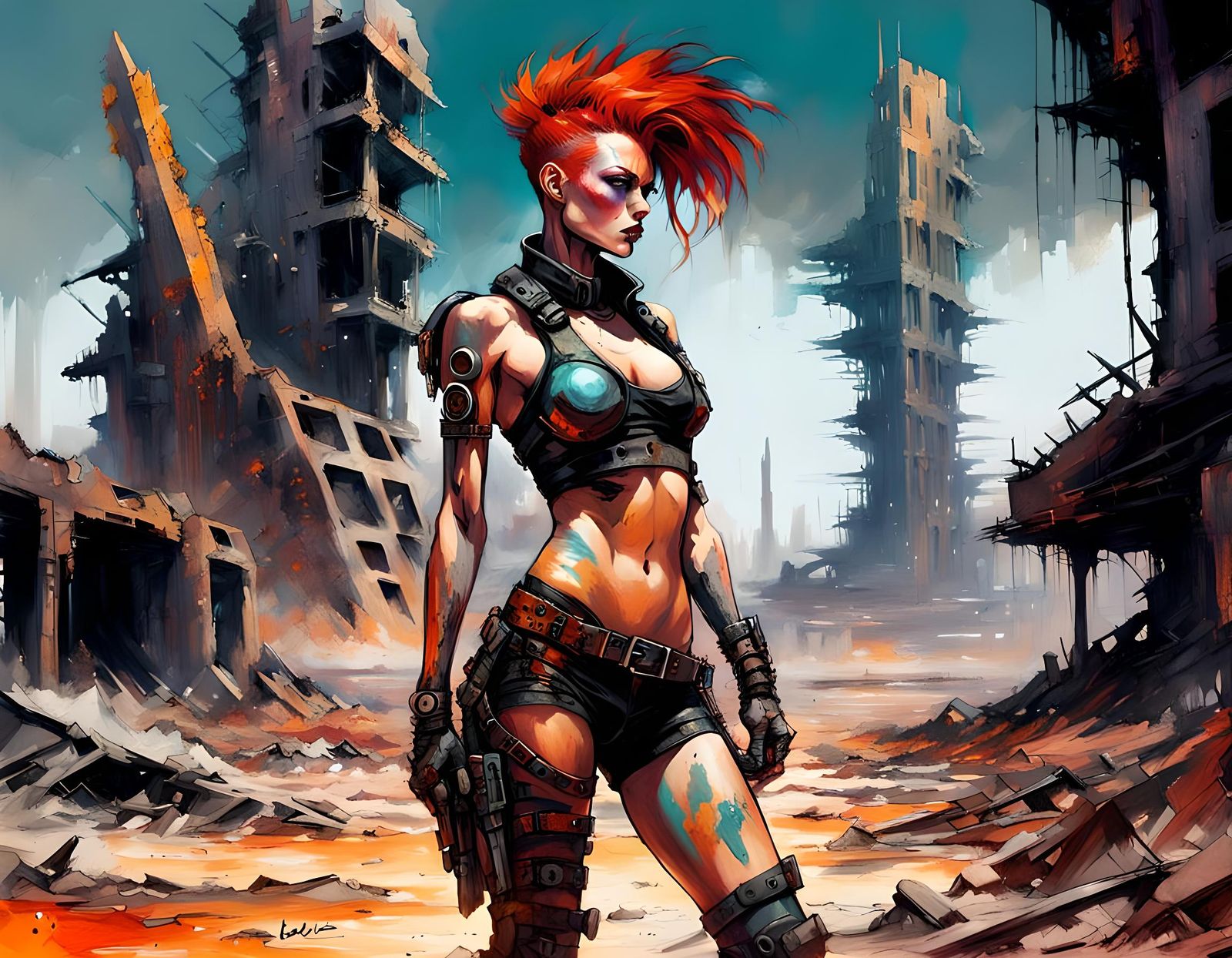 Cyborg Punk in Post-Apocalyptic Landscape