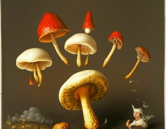 Wizards Feast on Fly Agaric Mushrooms: Old Master Style