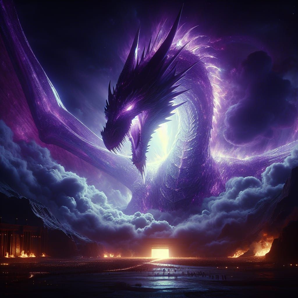 Epic Purple Dragon in Digital Matte Painting