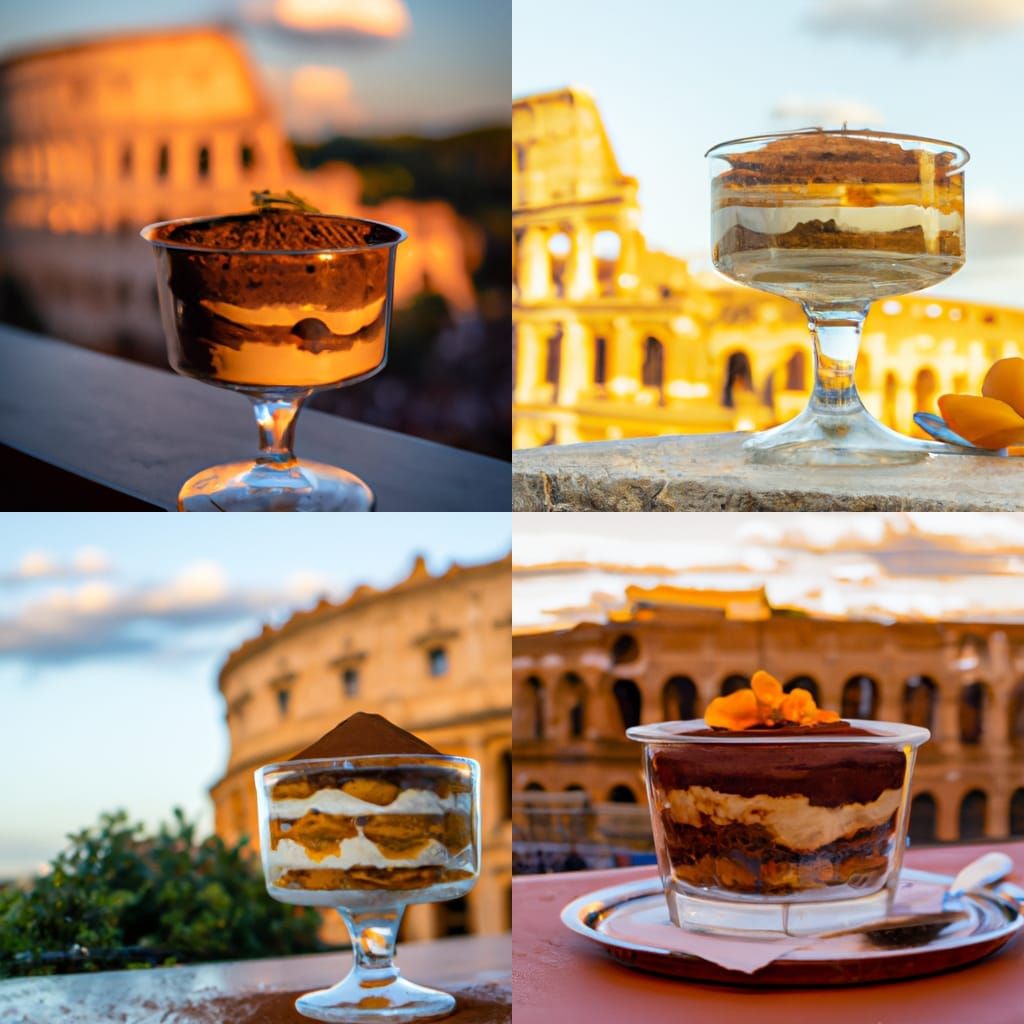 Tiramisu with Cloudberry and Colosseum View