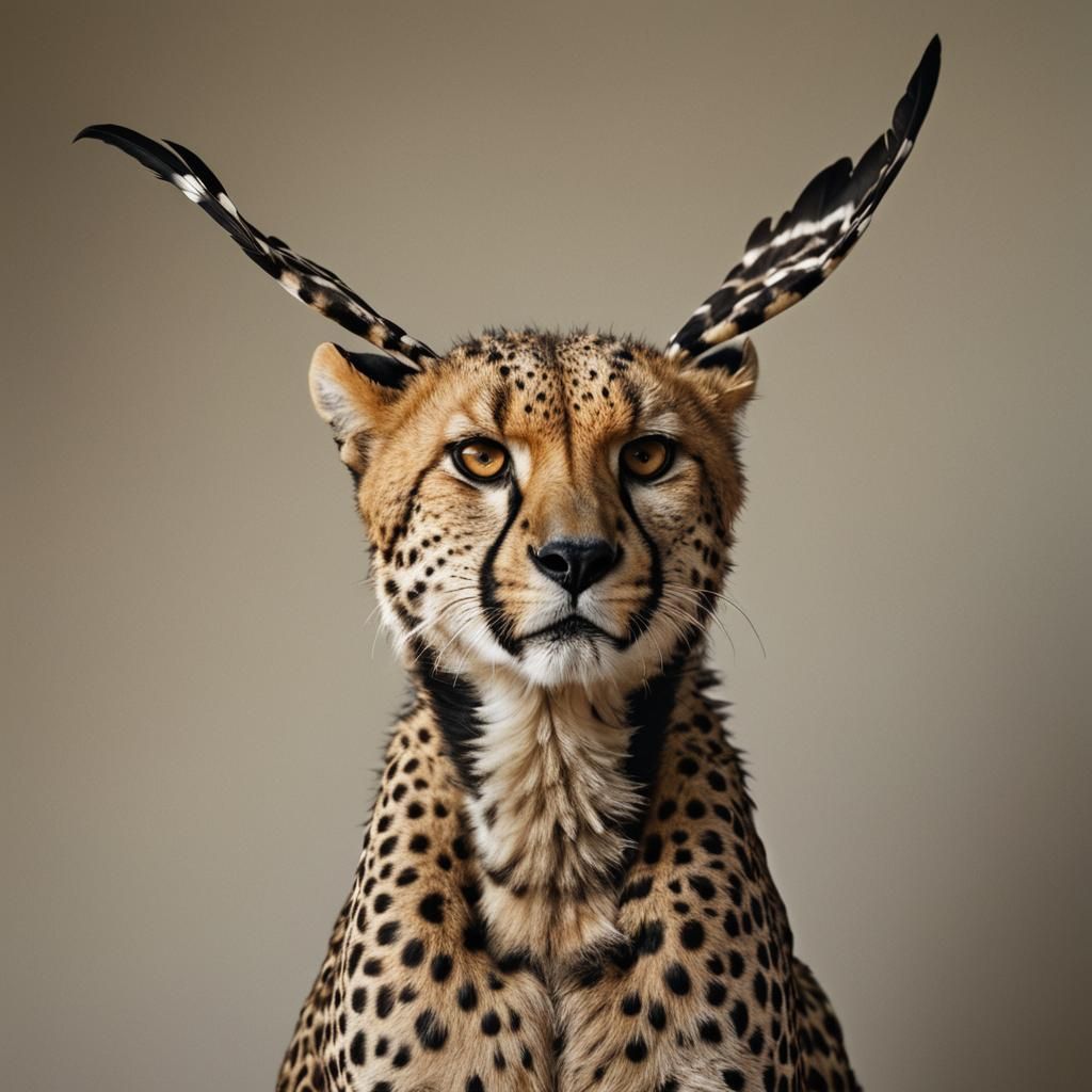 Hybrid Cheetah Eagle Scorpion Portrait