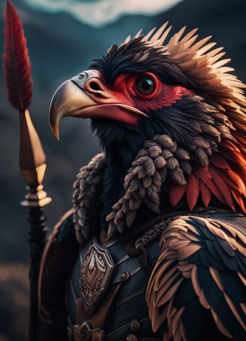 Vulture Warrior Portrait in Dark Fantasy Style