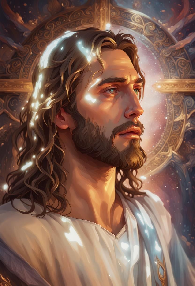 Christ Portrait in Romantic Art Nouveau Style