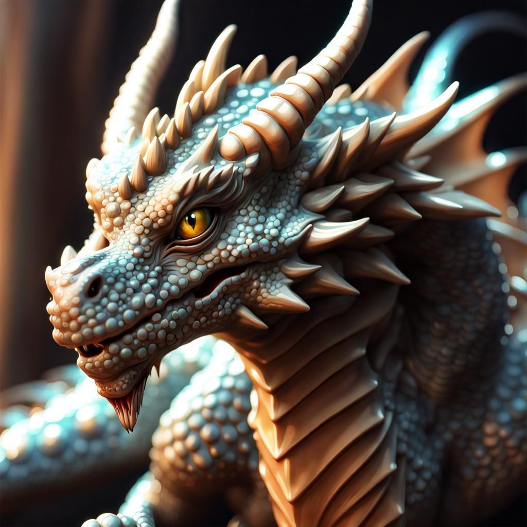 Anime Portrait of a Dragon with Flowing Hair