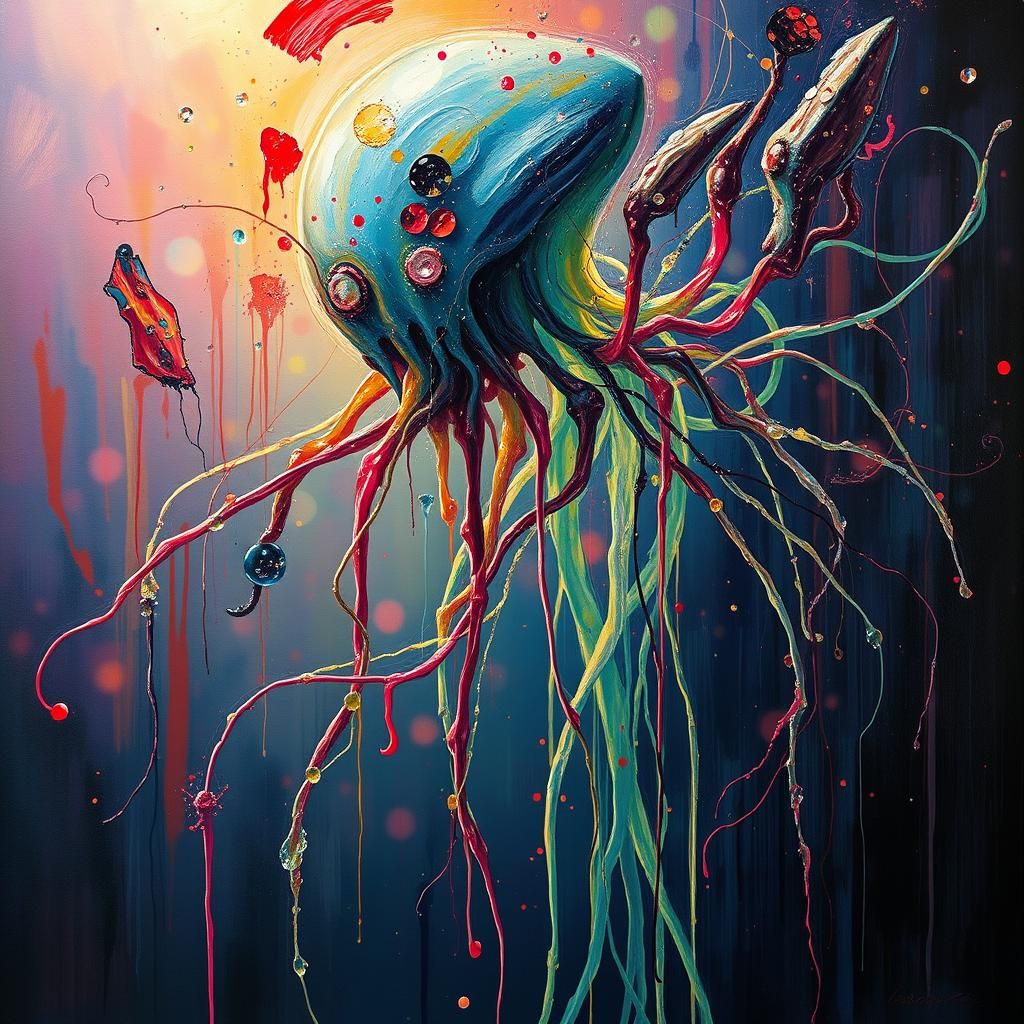 Ethereal Alien Nervous System in Oil Paint Dreamscape