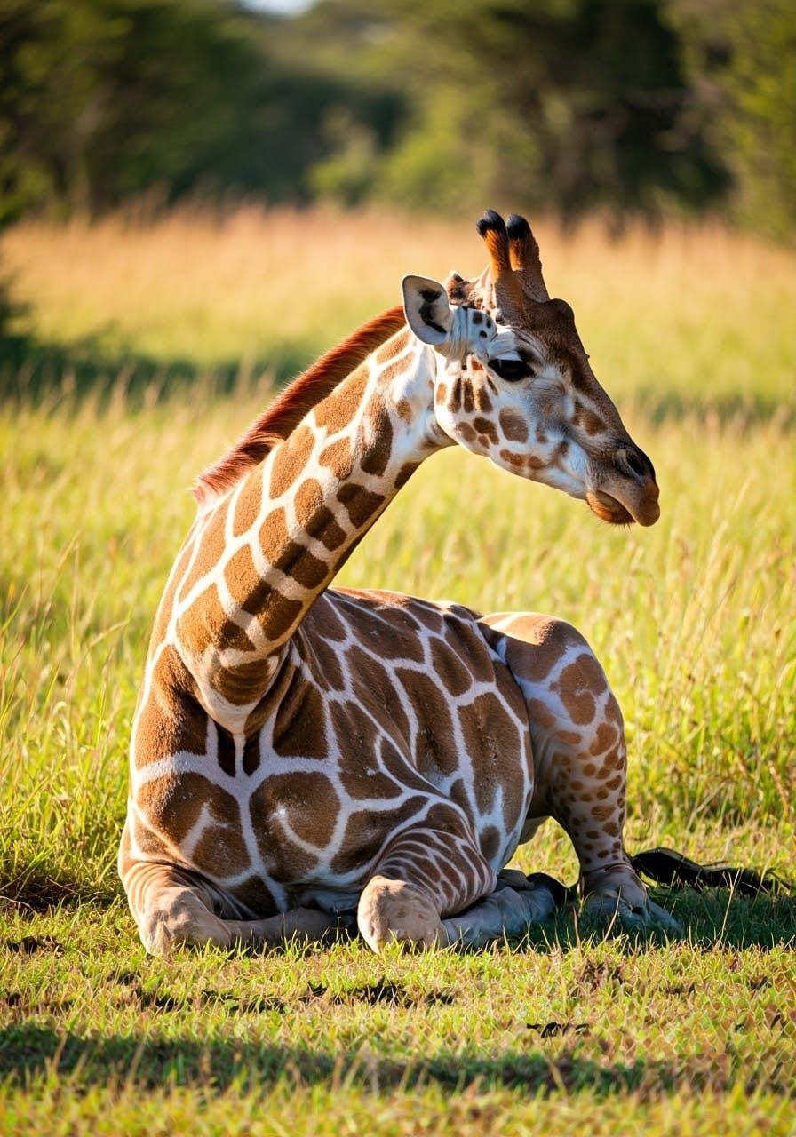 Giraffe and Gecko in Golden Savannah Light