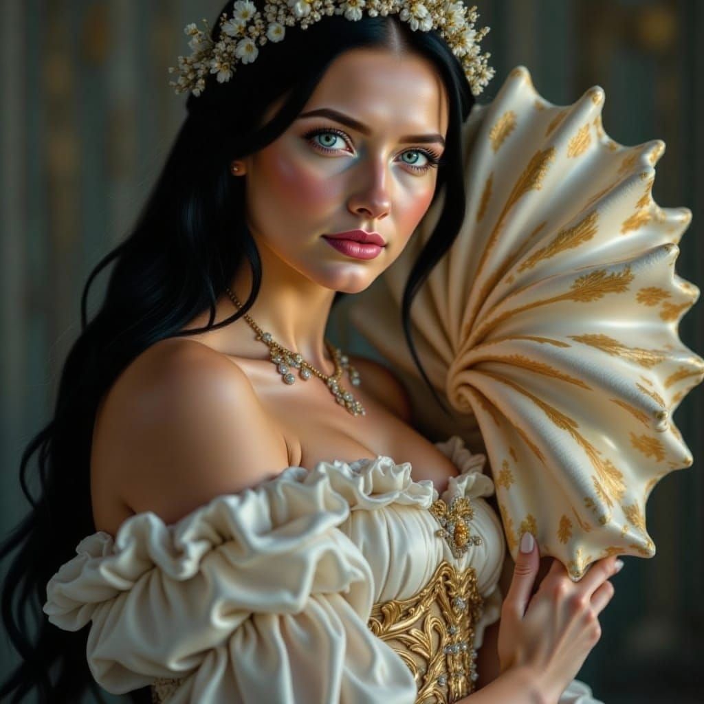 Aphrodite Goddess Emerging from Shell in Renaissance Style