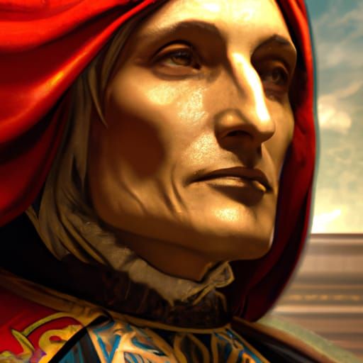 Dante Alighieri Portrait in Hyperdetailed Style