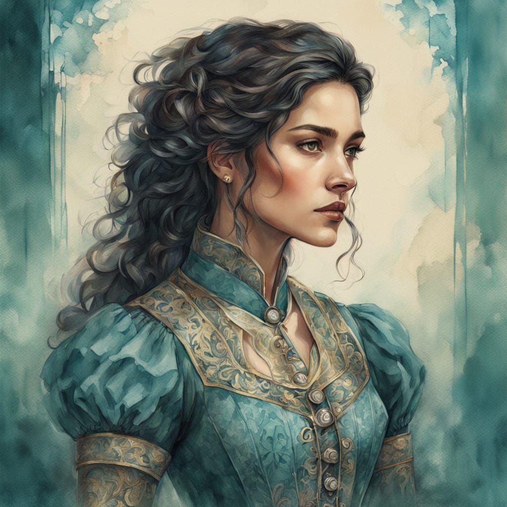 Fantasy Portrait of a Woman in Teal Corset
