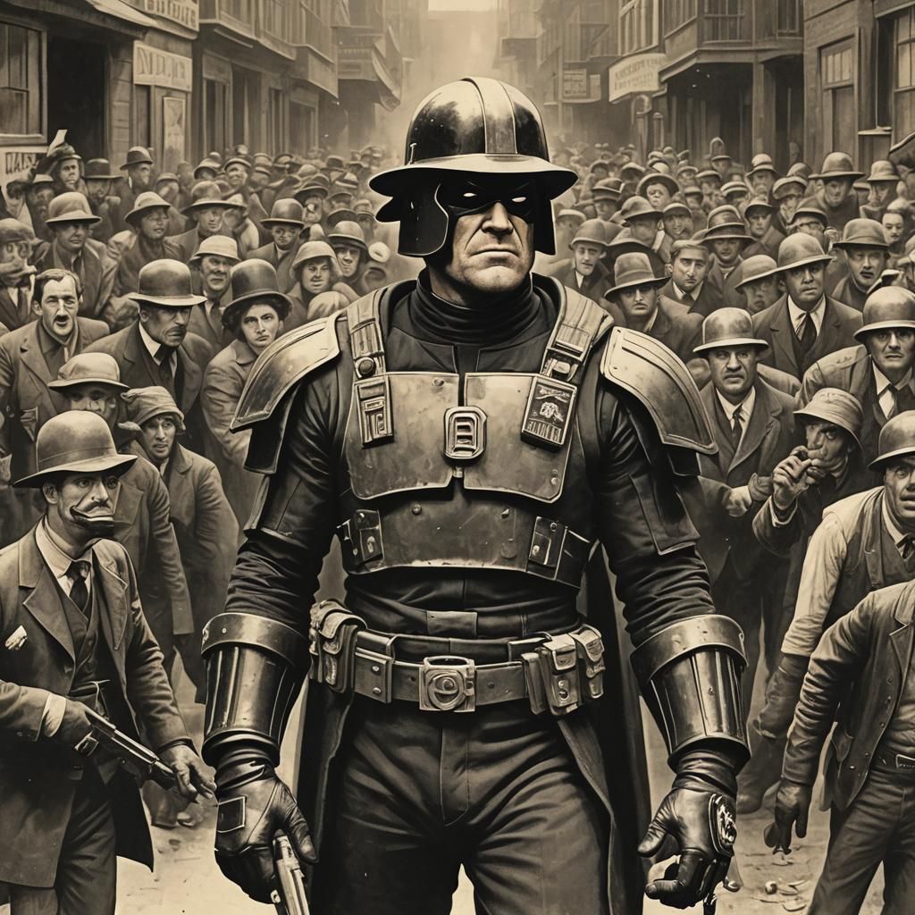Judge Dredd as Silent Comedy Film Star