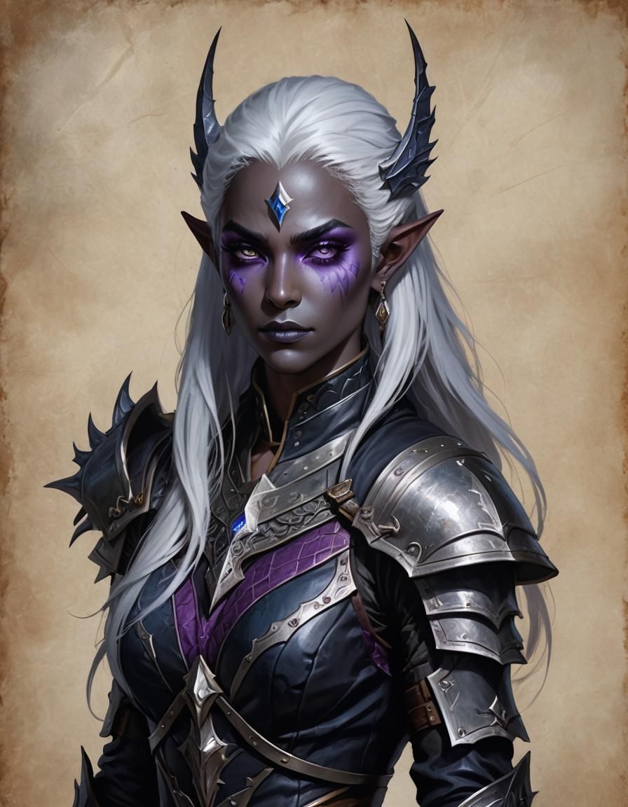 Dark Elf Warlock Portrait in Fantasy Style