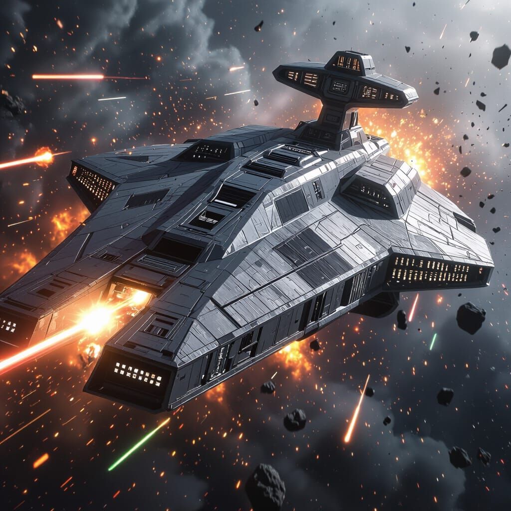 Mass Effect Inspired Warship in Epic Space Battle