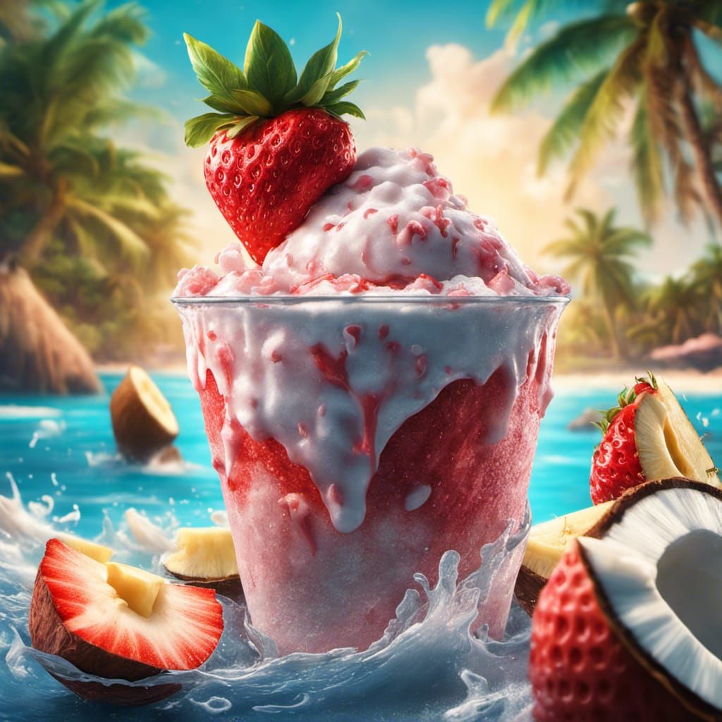 Hyperrealistic Splash Art Ice Cream with Neon Lighting