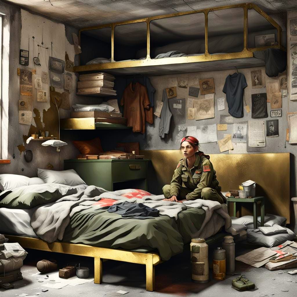 Woman in Bunker: Artgerm, Rutkowski Style Portrait