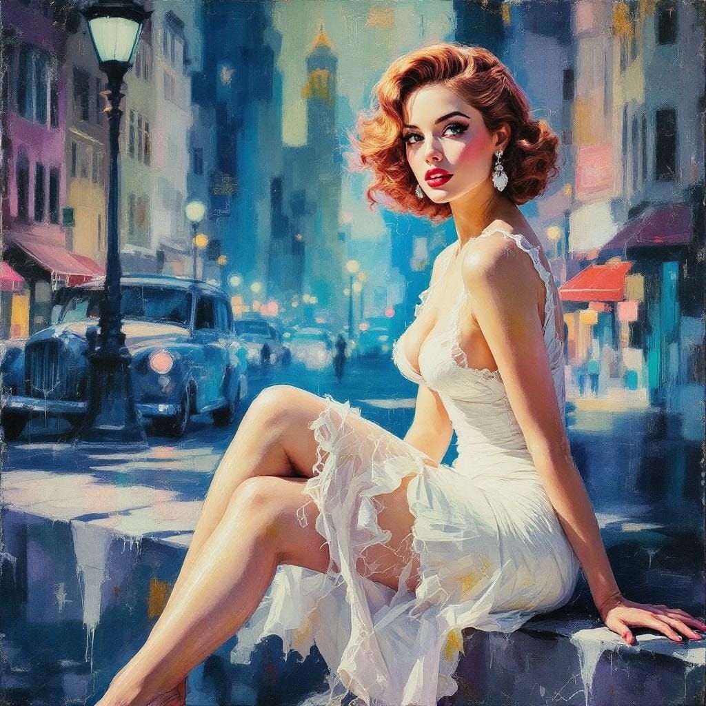 Encrustique Style Pin-Up with Impressionist Light