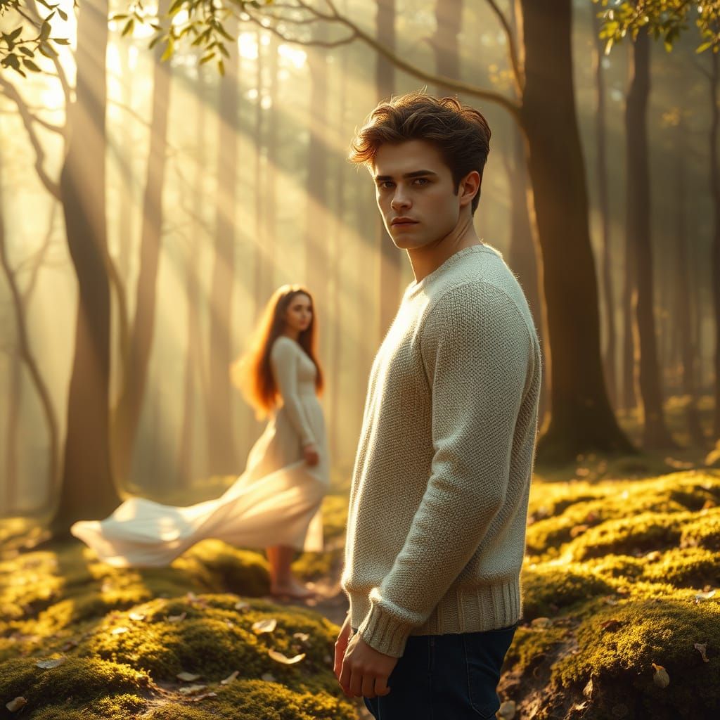 Ethereal Forest Encounter in Soft Pastel Hues