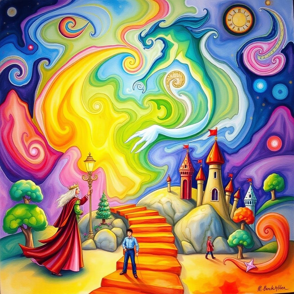 A Whimsical Portrait of a Contemptuous Figure in a Fantastic...