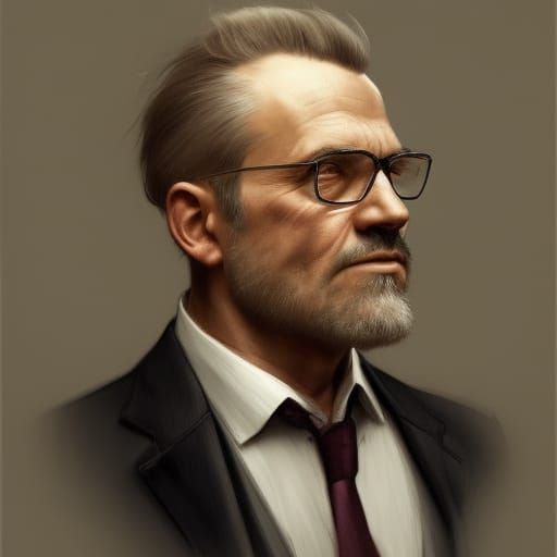 Middle Aged Man Giving Speech: Detailed Portrait