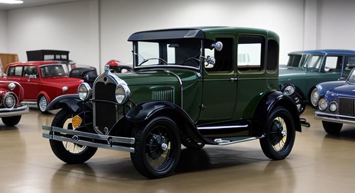 Classic Model A Car in Showroom