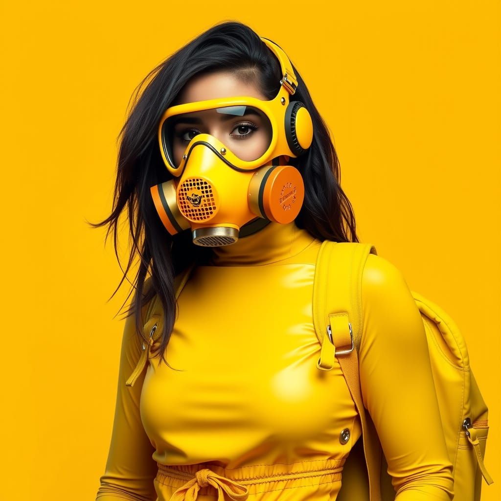 Woman in Yellow Gas Mask: LaChapelle-Inspired Photorealism