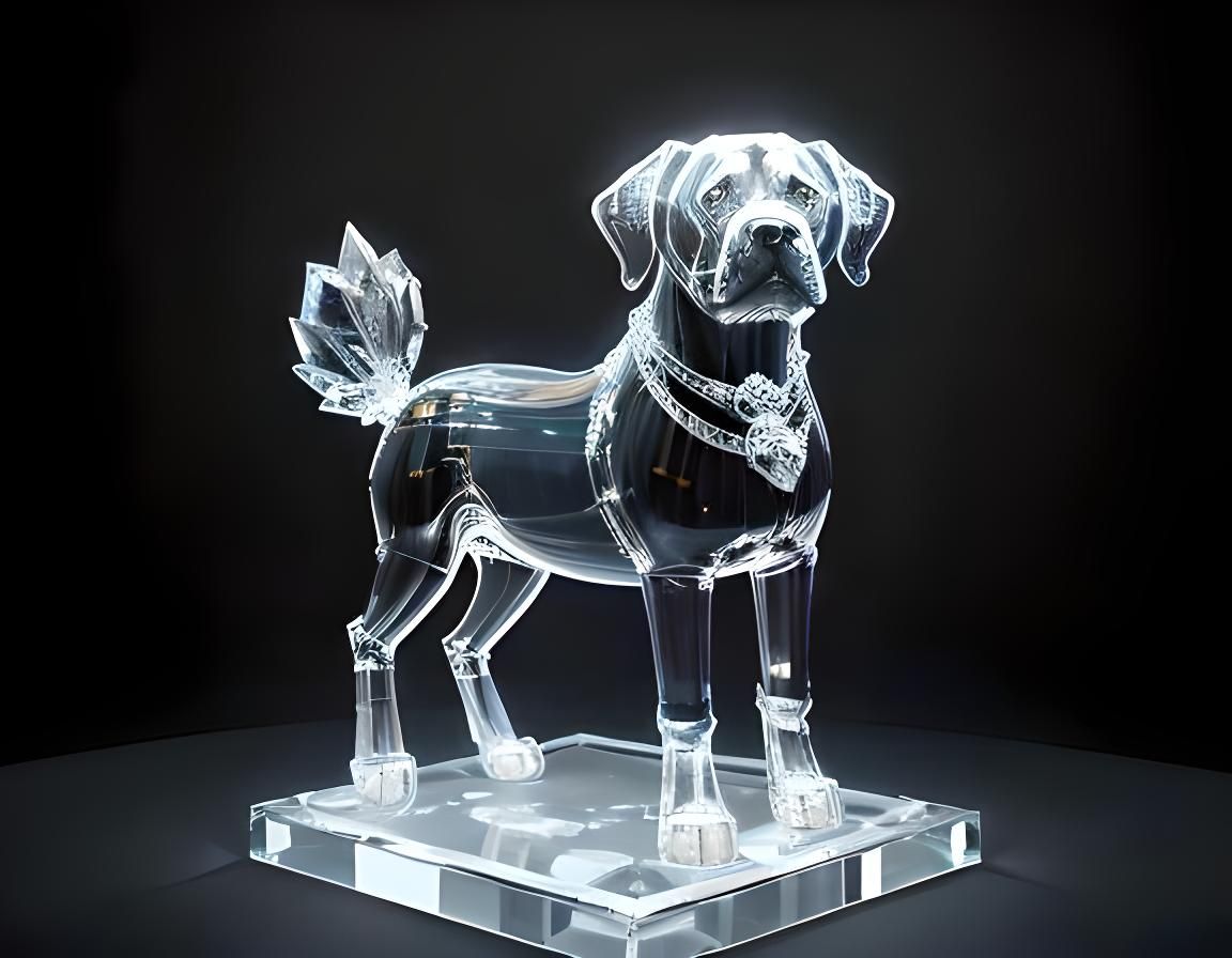 Crystal Glass Bulldog Sculpture in 8K