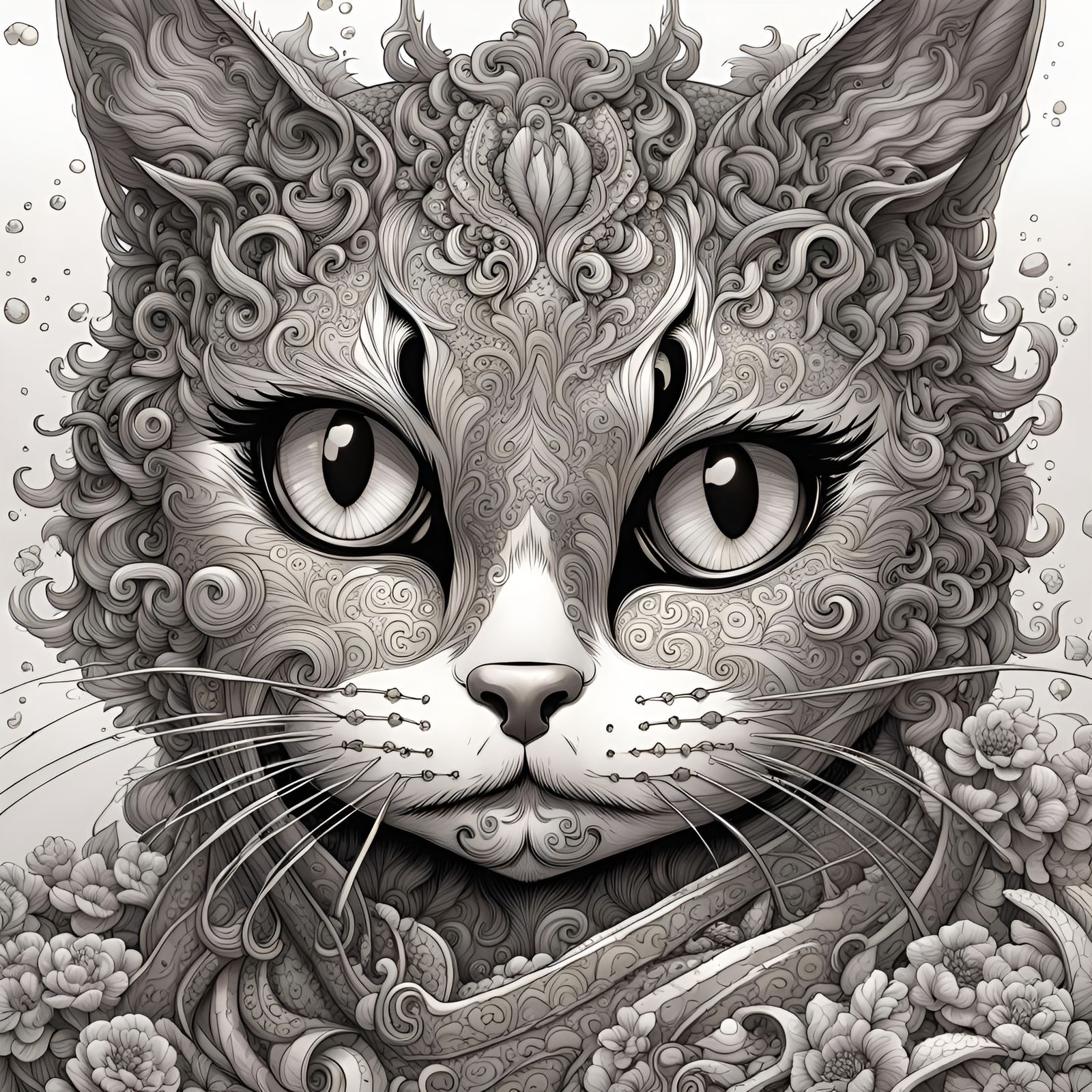 Hyperdetailed Superhero Cats Coloring Book Seascape