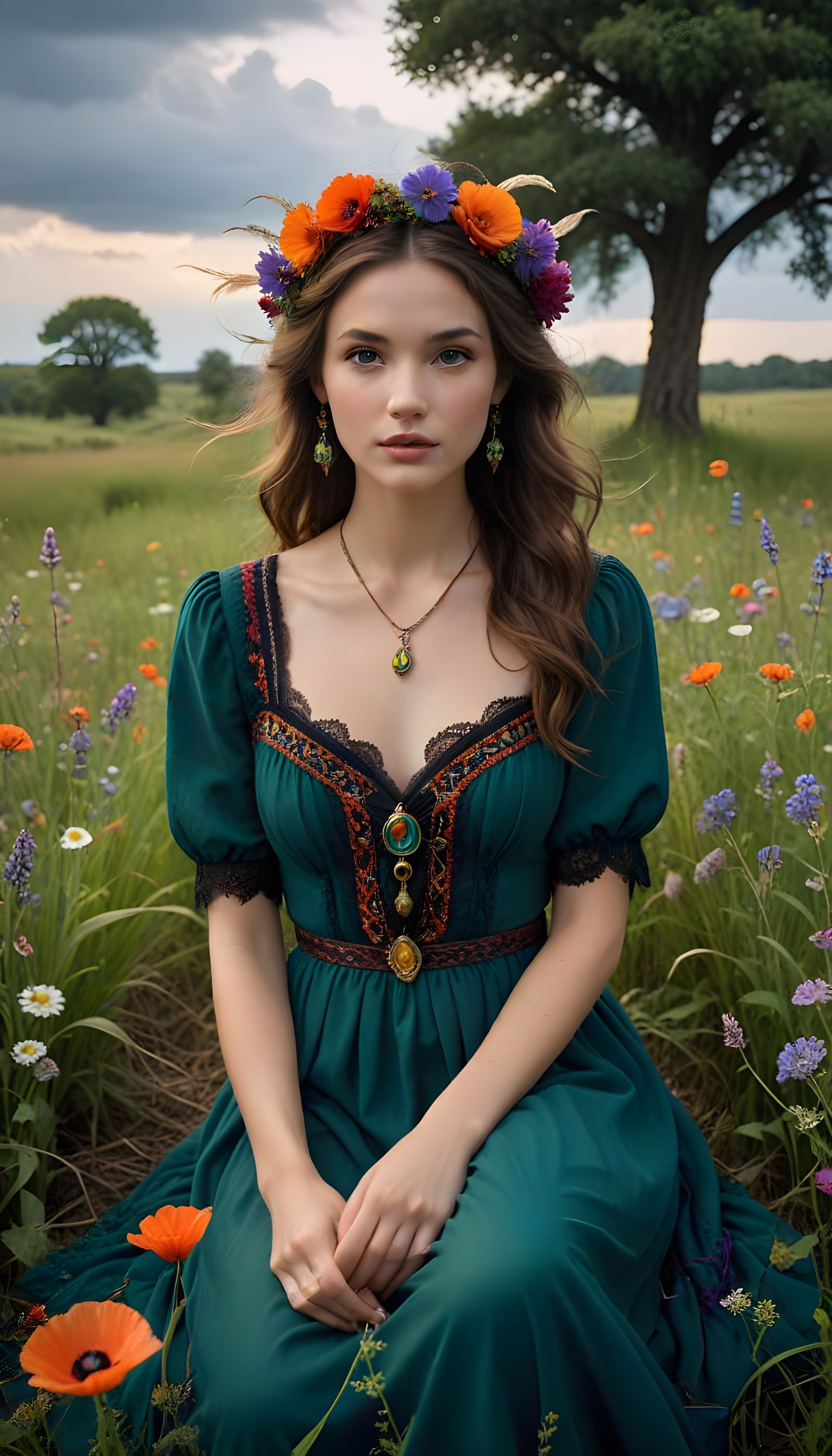 Whimsical Stormy Meadow Portrait
