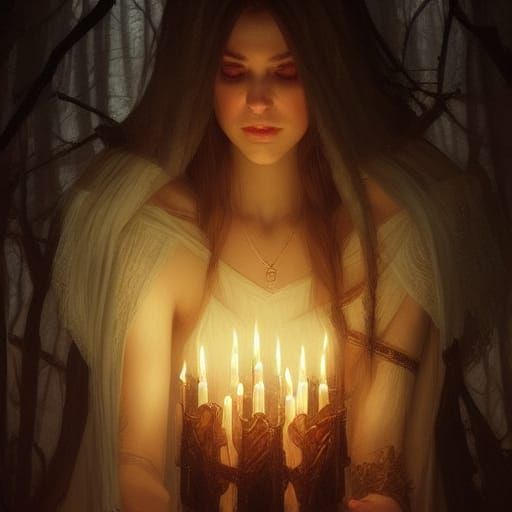 Samhain Celebration in Dark Fantasy Style